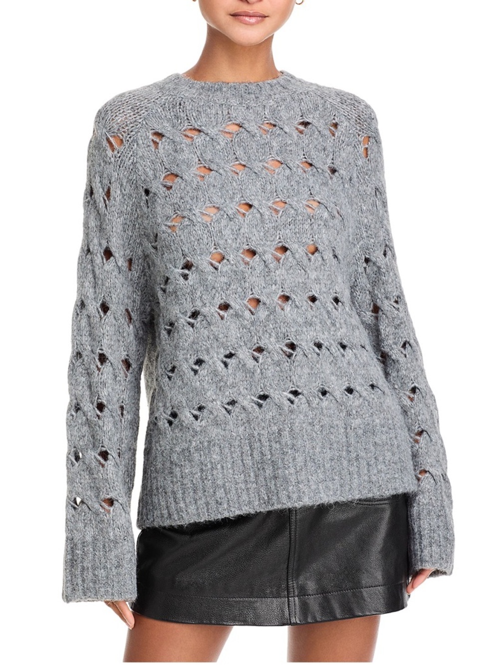 Steve Madden Sonora Imported Open-Knit Gray Women’s Sweater 🆕